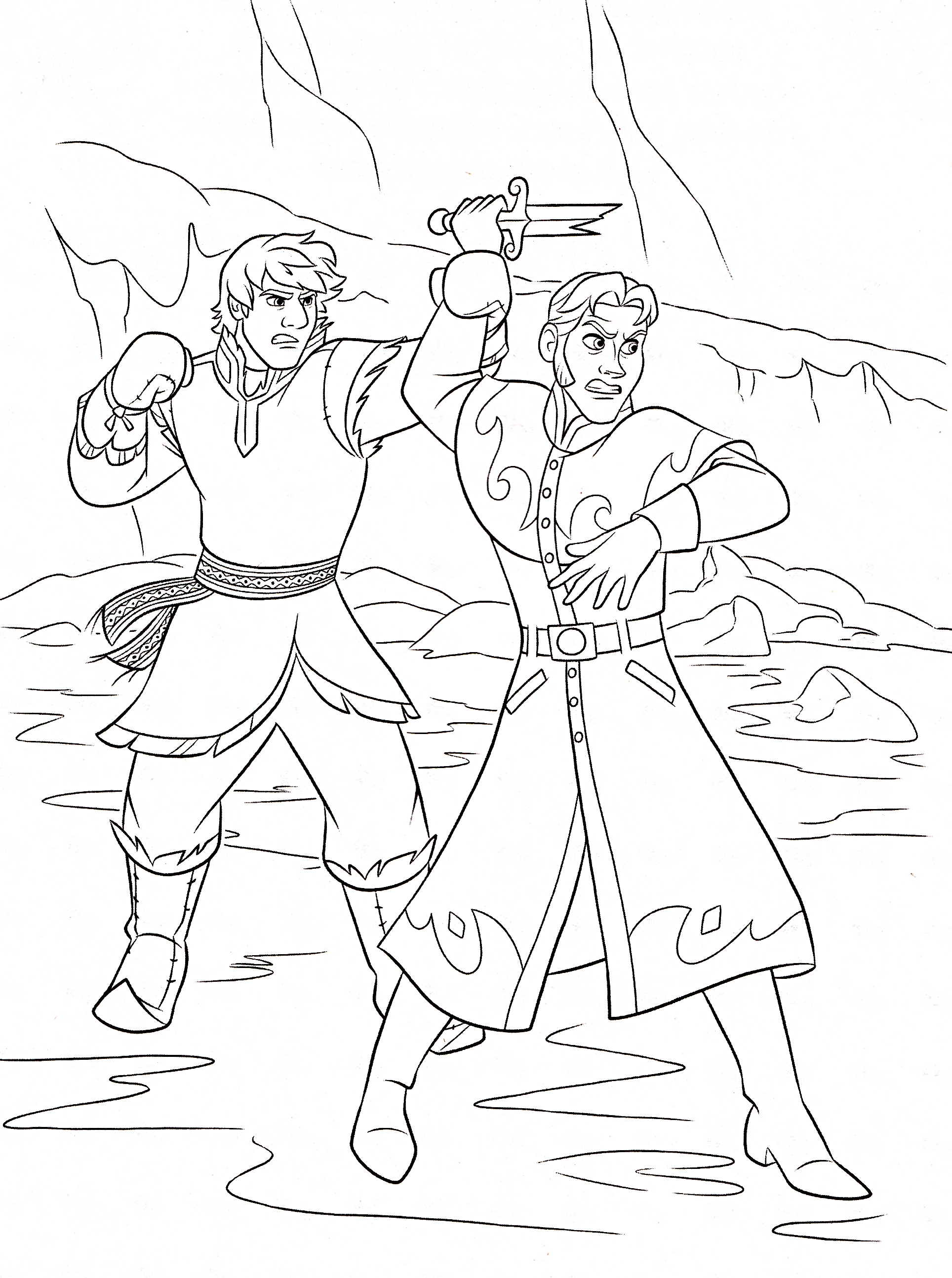 1928x2589 Kristoff Fight Free Coloring Page Disney, Frozen, Kids Coloring