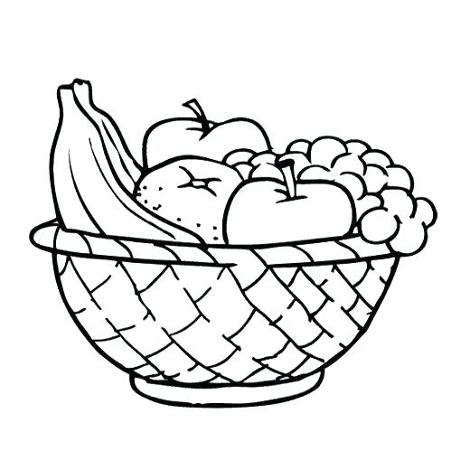 520x509 Fruit Basket Coloring Pages Fruit Basket Coloring Pages Food Fruit