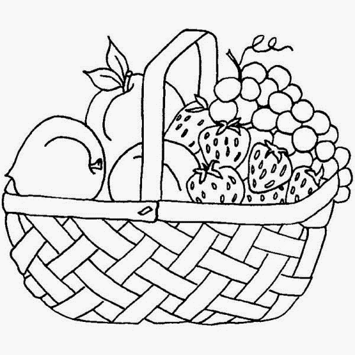 1200x1200 Awesome Fruit Basket Coloring Pages Print Design Printable