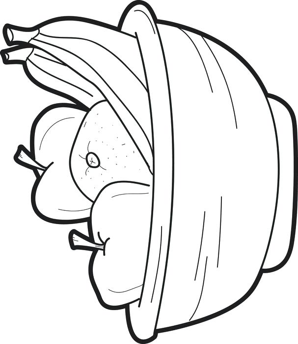 607x700 Fruit Basket Coloring Pages Coloring Pages Apples In Basket Food