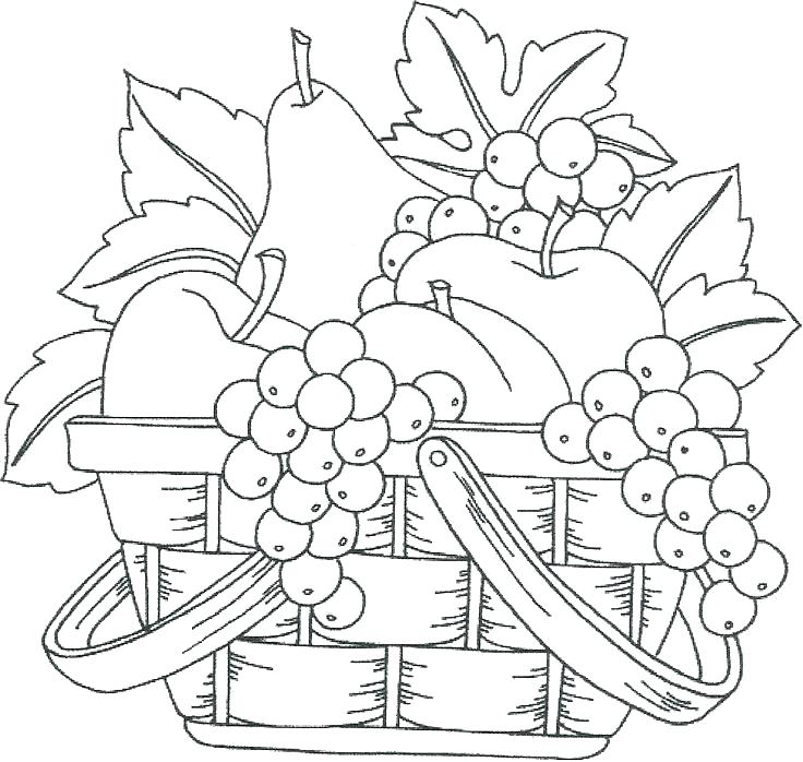 736x698 Coloring Fruit Basket Coloring Page