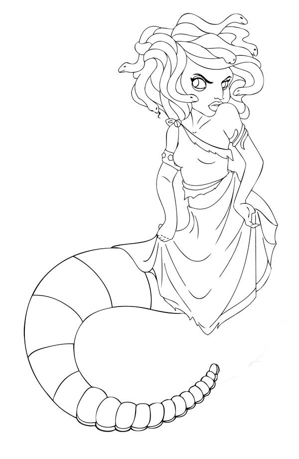 600x921 Medusa And Her Snake Body Coloring Page