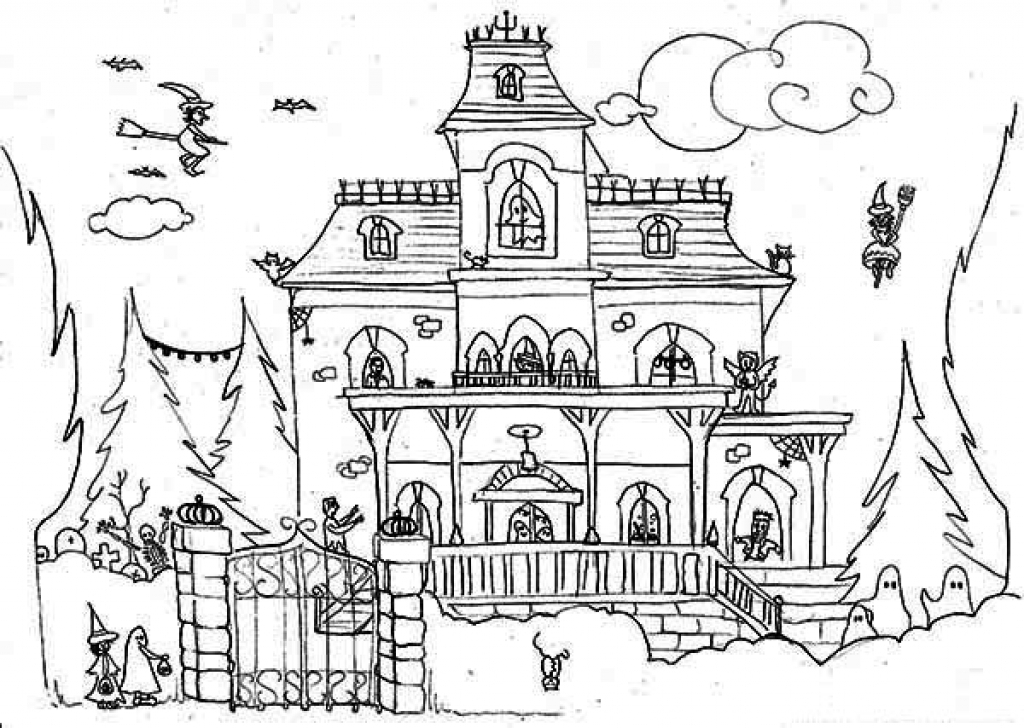 1024x728 Haunted House Coloring Pages Stunning Haunted House Coloring Pages
