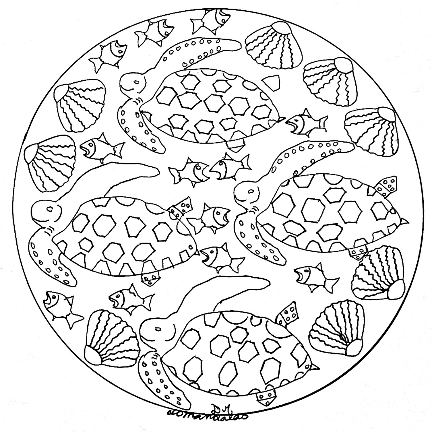 Mandala Sea Full Of Fishes 1500x1500 Mandala Sea Full Of Fishes