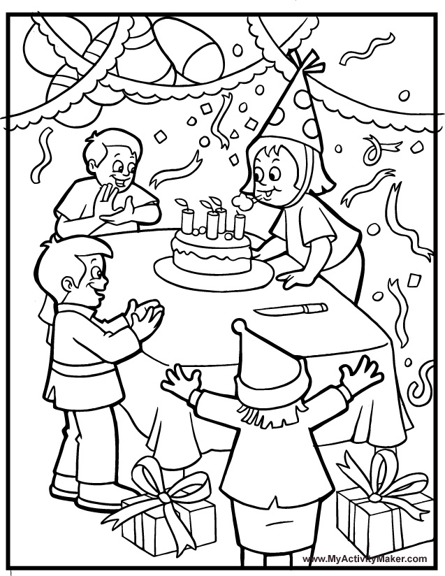 Birthday Party Coloring Pages Printable 637x824 Birthday Party Coloring Pages Printable