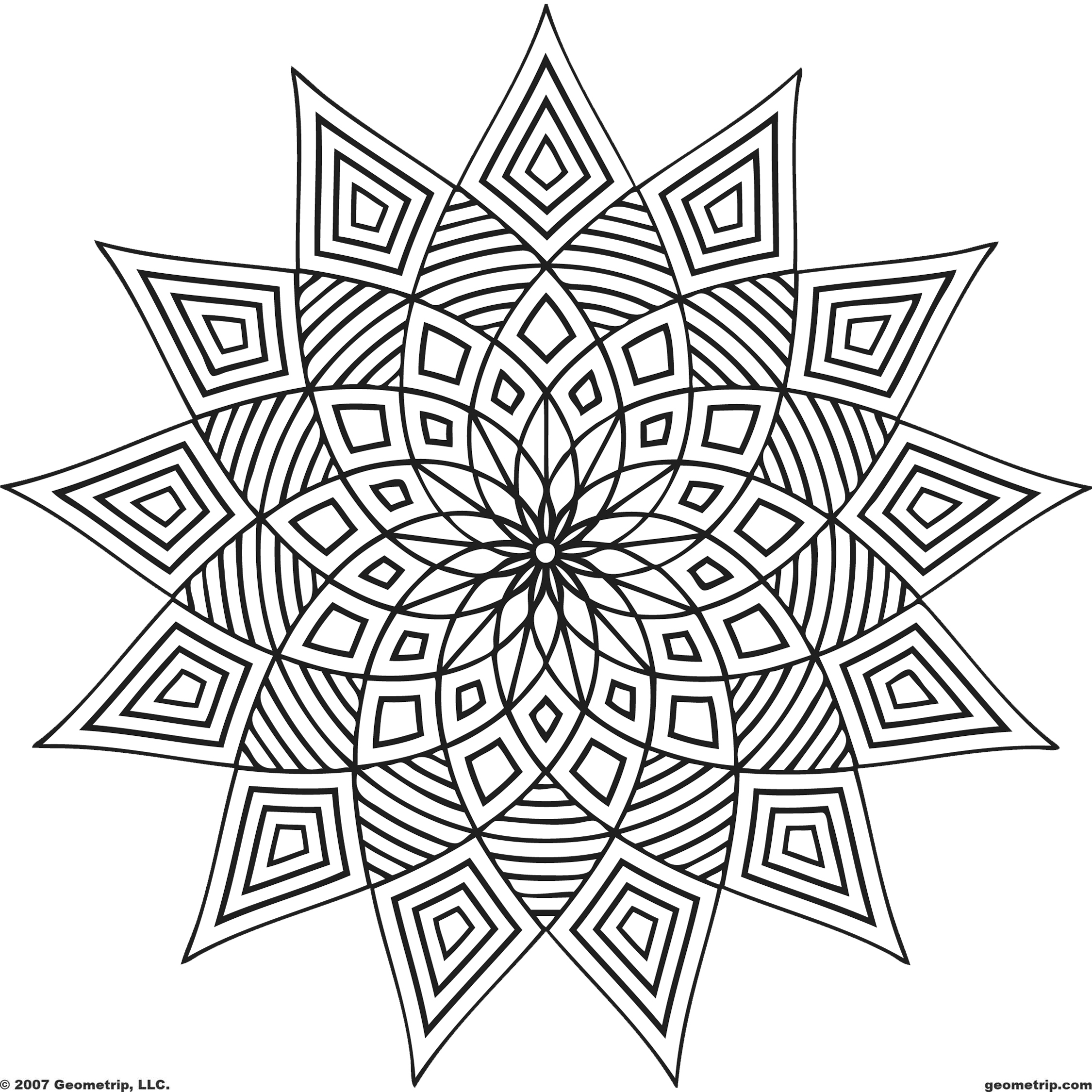 2250x2250 New Geometric Flower Coloring Pages Design Printable Coloring Sheet