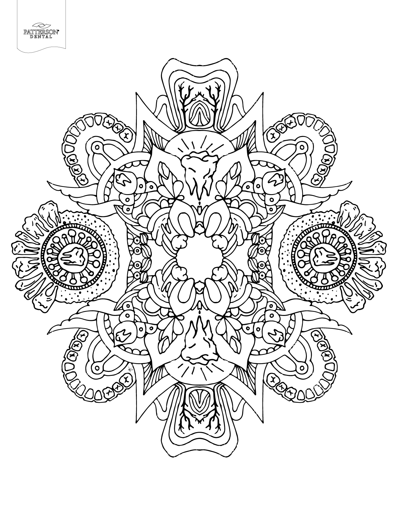 1275x1650 Abstract Teeth Pattern Adult Coloring Book Page Would Be So Fun