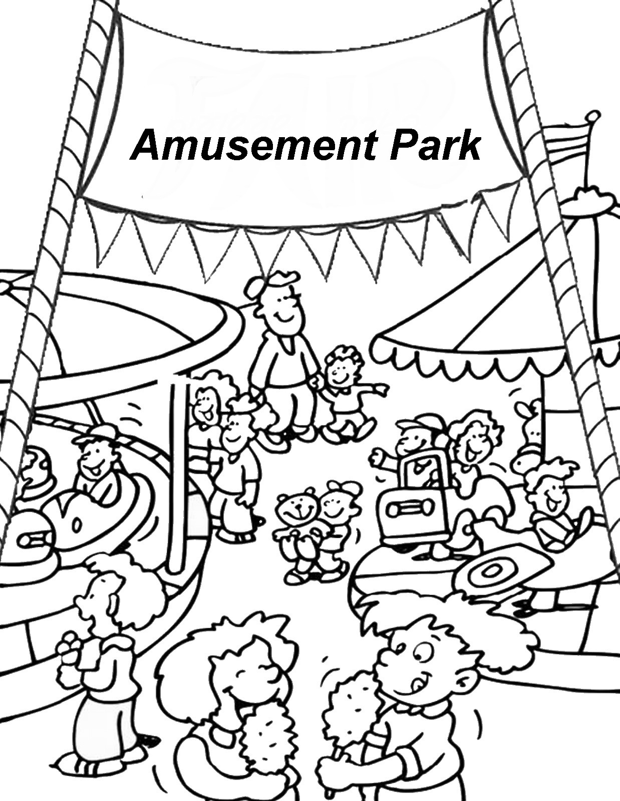 Amusement Park Coloring Pages 1238x1600 Amusement Park Coloring Pages