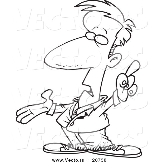 600x620 Vector Of A Cartoon Man Talking And Pointing