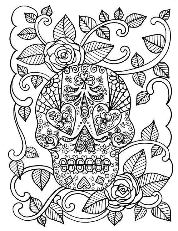 570x738 Sugar Skull Coloring Page Sugar Skulls + Day Of The Dead