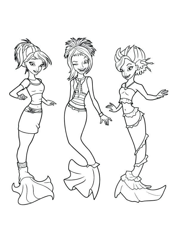 600x776 Anime Mermaid Coloring Pages Mermaid Three Cute Mermaids In Funky