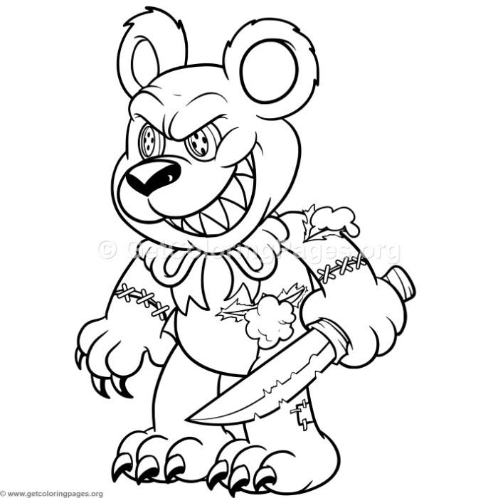 700x700 Funny Cartoon Evil Teddy Bear Coloring Pages