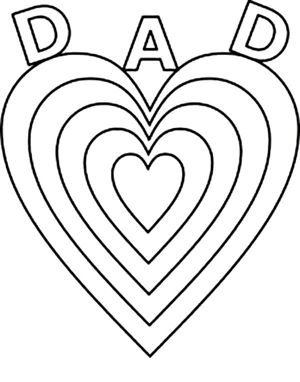 600x763 Fathers' Day, Big Love For Daddy On Fathers Day Coloring Page