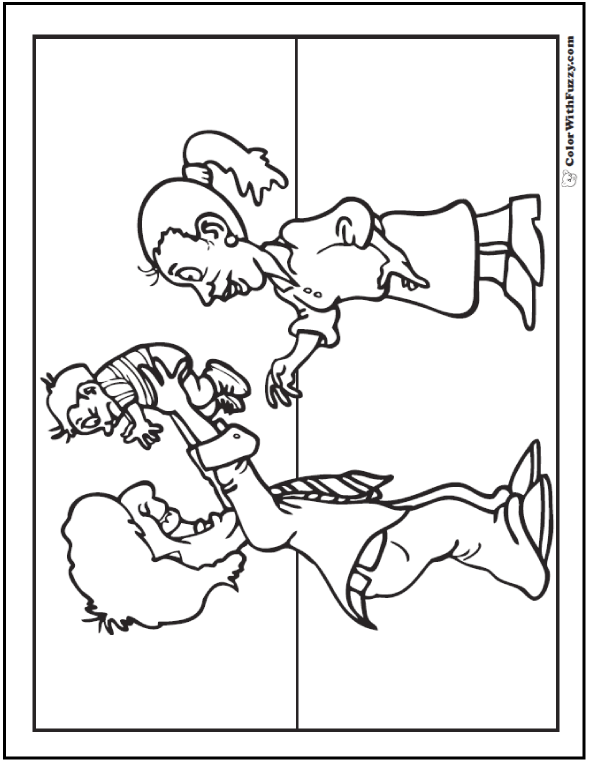 590x762 New Father's Day Coloring Page Dad, Mom, And Baby