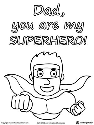 300x400 Father's Day Card. You Are My Superhero. Worksheets, Superhero