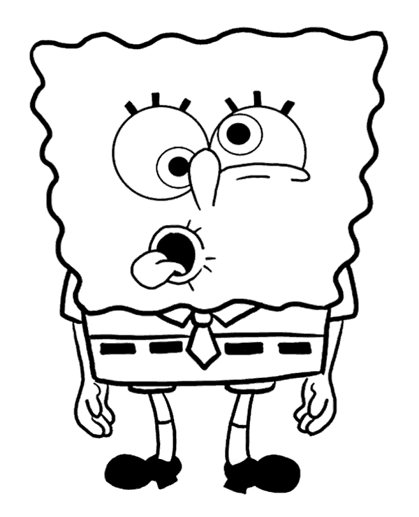 600x740 Sponge Bob Funny Face To Color To Print Or Download For Free