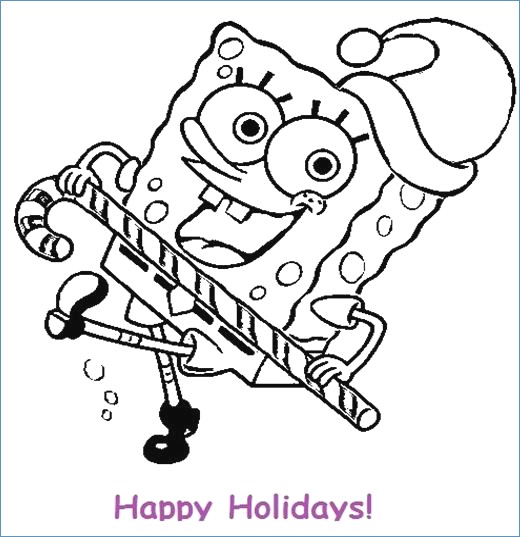 520x537 Spongebob Squarepants Christmas Gifts Coloring Page