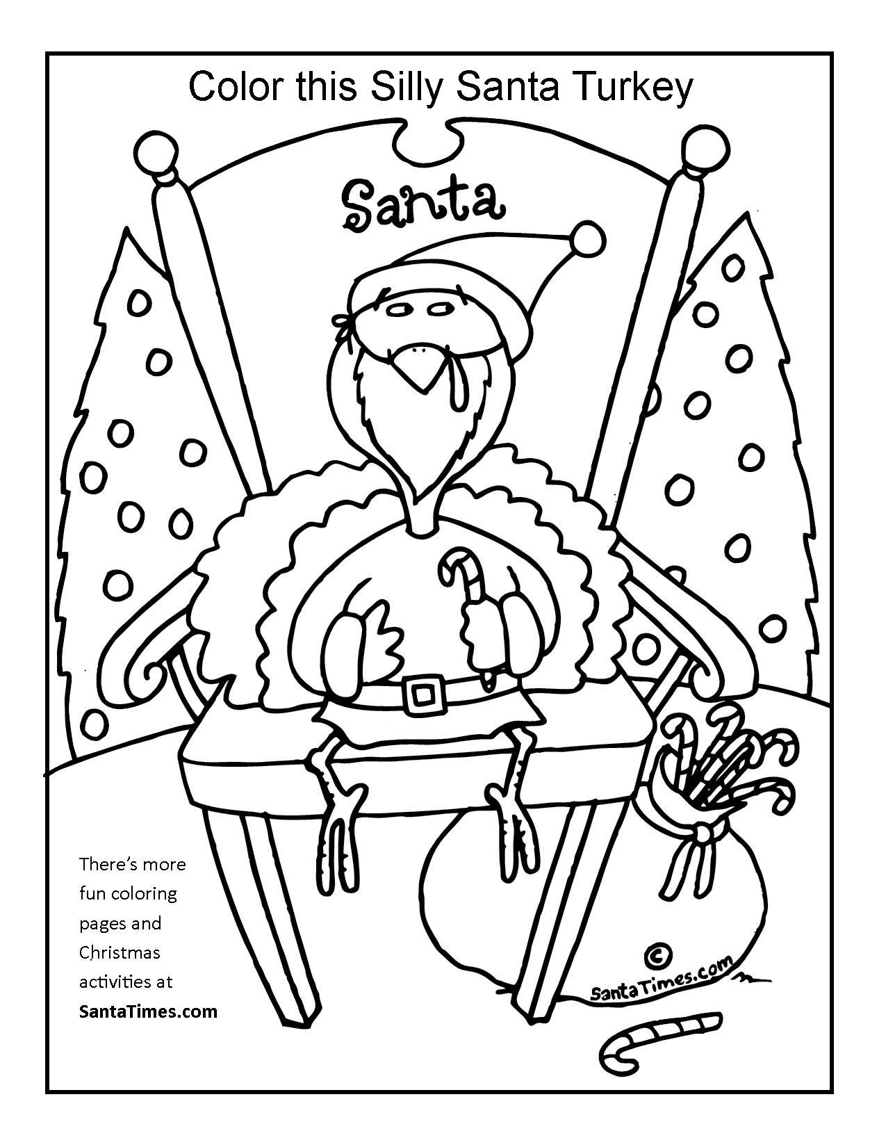Silly Santa Turkey Coloring Page 1275x1650 Silly Santa Turkey Coloring Page
