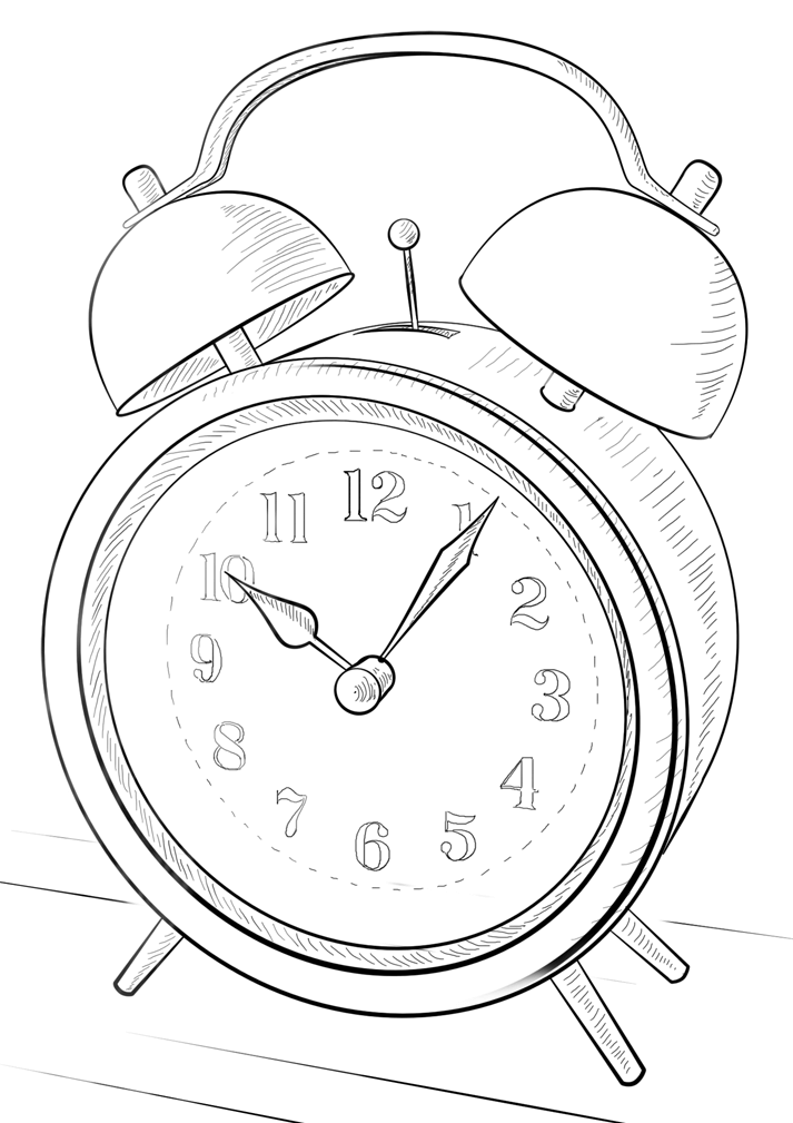 713x1009 Alarm Clock Furniture Coloring Page