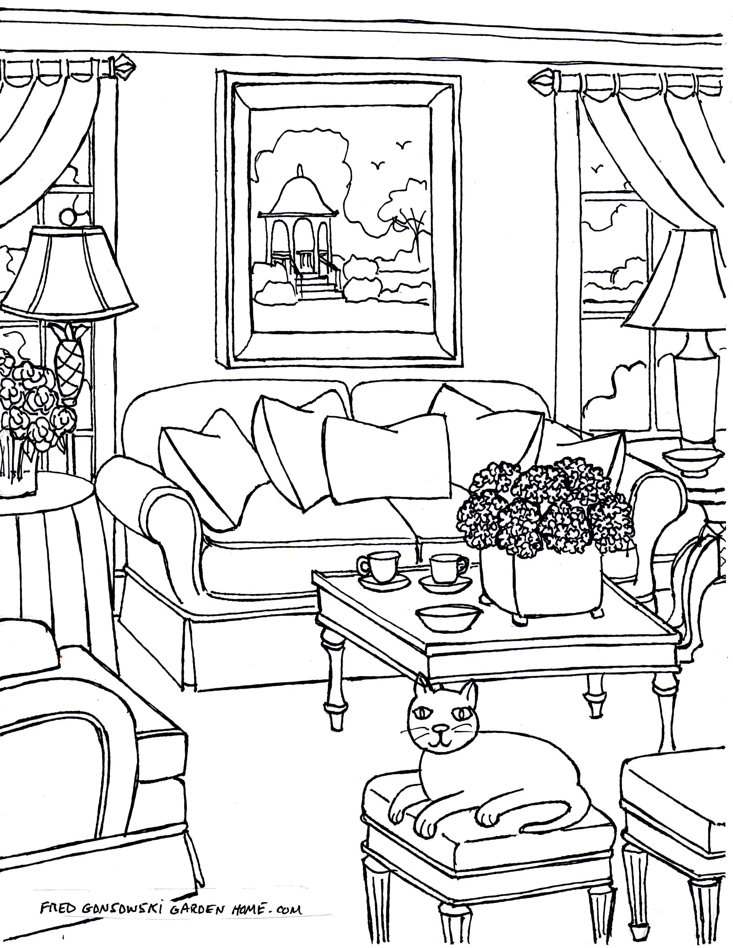 2550x3300 House Furniture Coloring Pages