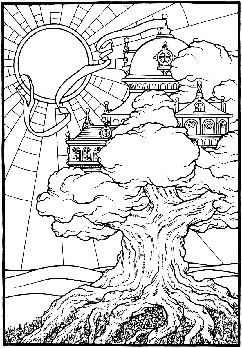 Awesome Tree Castle From The Coloring Book Equinox Free 834x1200 Awesome Tree Castle From The Coloring Book Equinox Free