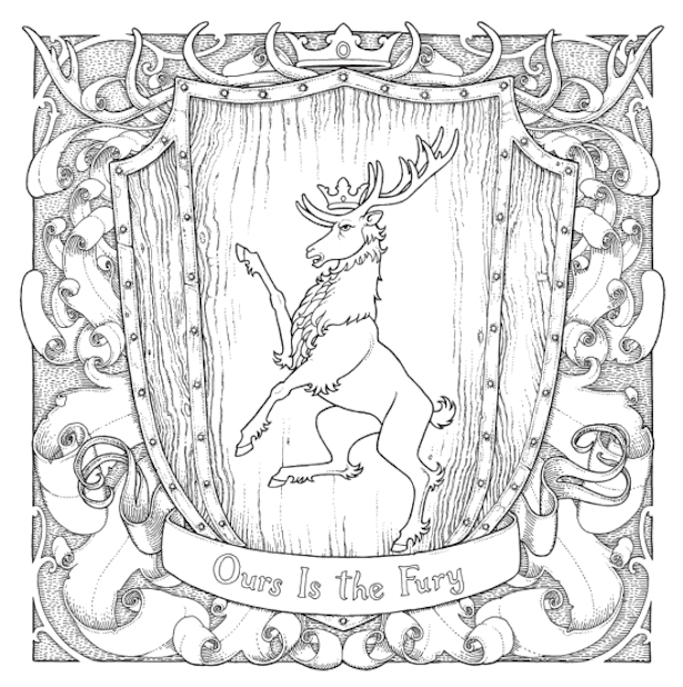 Game Of Thrones Coloring Book Baratheon Color Me Pretty Got 615x618 Game Of Thrones Coloring Book Baratheon Color Me Pretty Got