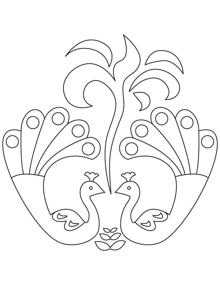 738x954 Peacock Rangoli Coloring Page Download Free Peacock Rangoli