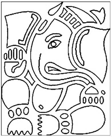 393x480 Lord Ganesha Coloring Page Printables Sketch Template Diwali