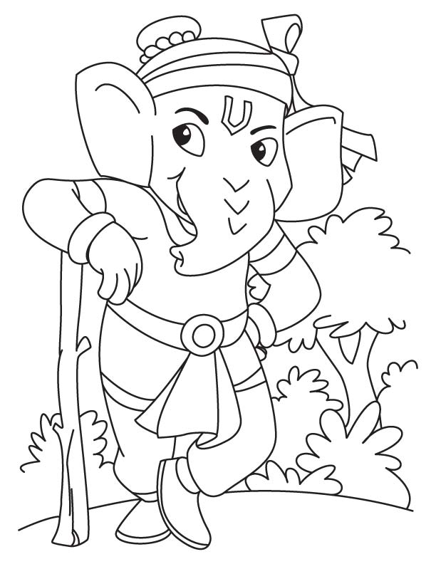 Ganesha Coloring Pages Lord Ganesha Standing Coloring Page 612x792 Ganesha Coloring Pages Lord Ganesha Standing Coloring Page