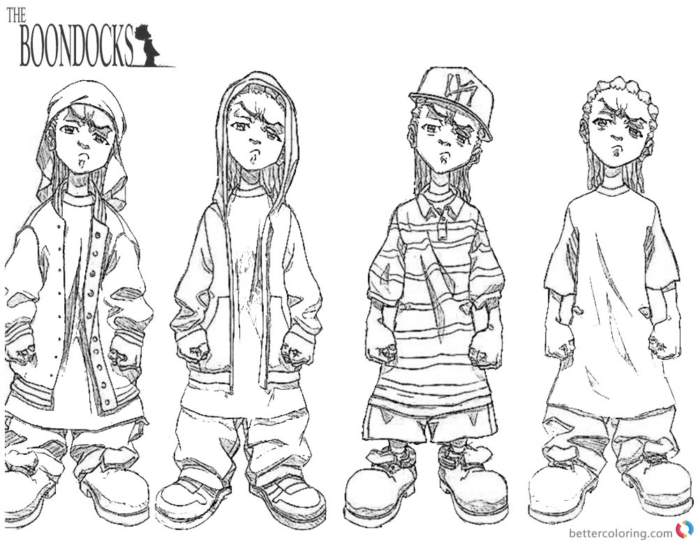 1000x780 Boondocks Coloring Pages Gangsta