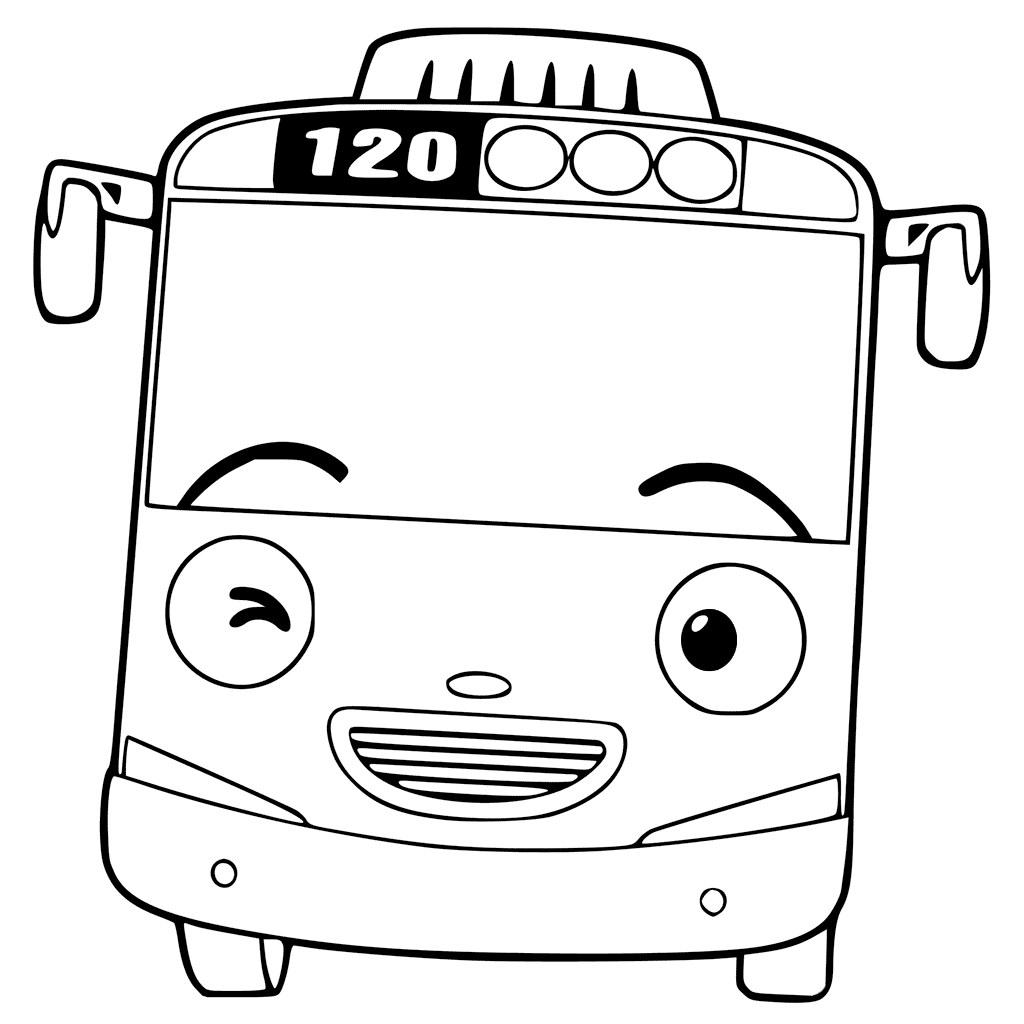 1024x1024 Coloring Pages Tayo And Friends In Bus Garage