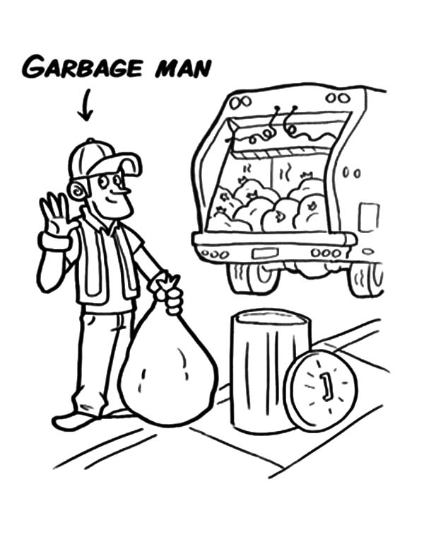 600x753 Garbage Man Garbage Truck Coloring Pages Garbage Man