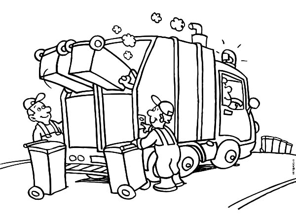 600x450 Garbage Truck Daily Activity Coloring Pages