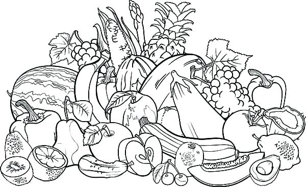 600x366 Vegetable Garden Coloring Pages Vegetable Coloring Page Fruits