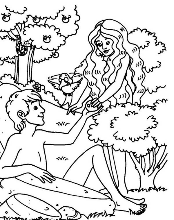 Original Sin Of Mankind In Garden Of Eden Coloring Page 600x757 Original Sin Of Mankind In Garden Of Eden Coloring Page