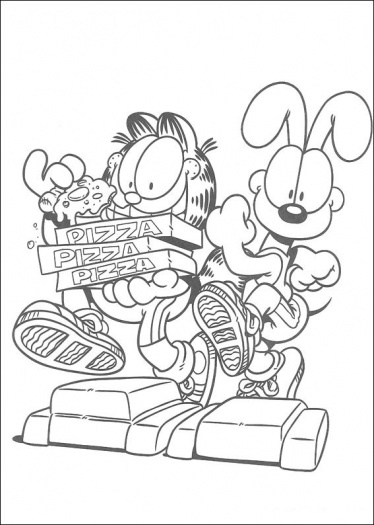374x525 Garfield And Friends Coloring Pages Garfield And Odie Coloring