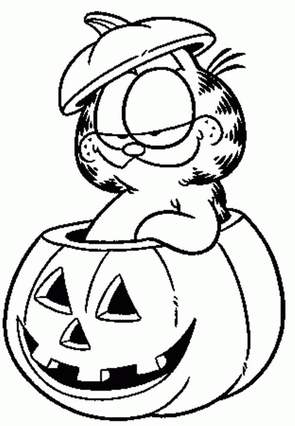 Garfield Halloween Coloring Pages 600x866 Garfield Halloween Coloring Pages