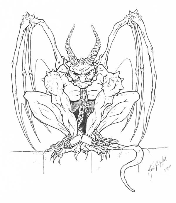 600x692 Gargoyle Concept By Freakcastle On Coloring Pages
