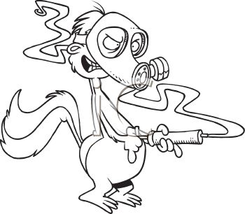 350x306 Coloring Page Of The Stinky, Smelly Skunk Wearing A Gas Mask