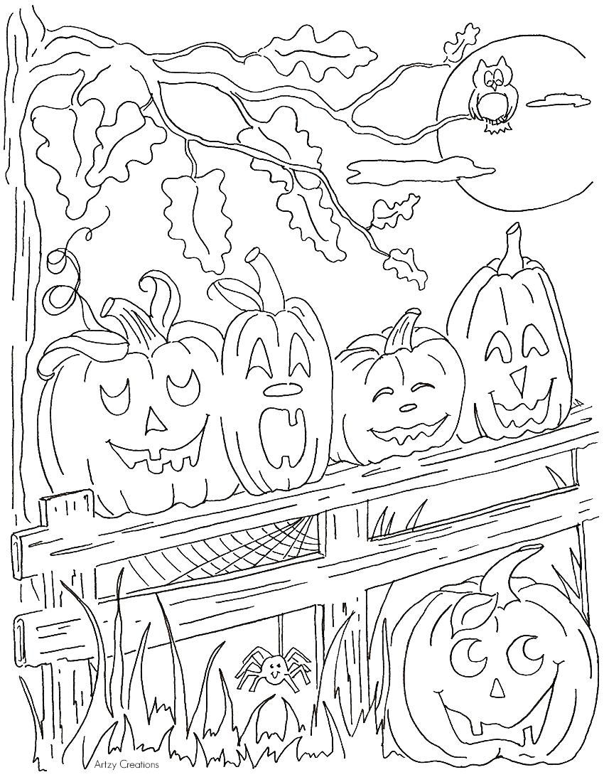 850x1100 Unparalleled 5 Little Pumpkins Sitting On A Gate Coloring Page