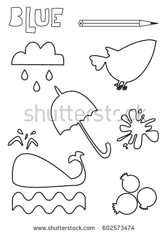 Umbrella Bird Coloring Page Coloring Page Blue Things Set Single 338x470 Umbrella Bird Coloring Page Coloring Page Blue Things Set Single