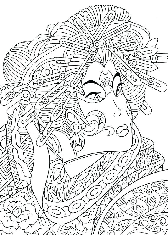 Geisha Coloring Pages Coloring Book Pages For Adults Packed 570x798 Geisha Coloring Pages Coloring Book Pages For Adults Packed