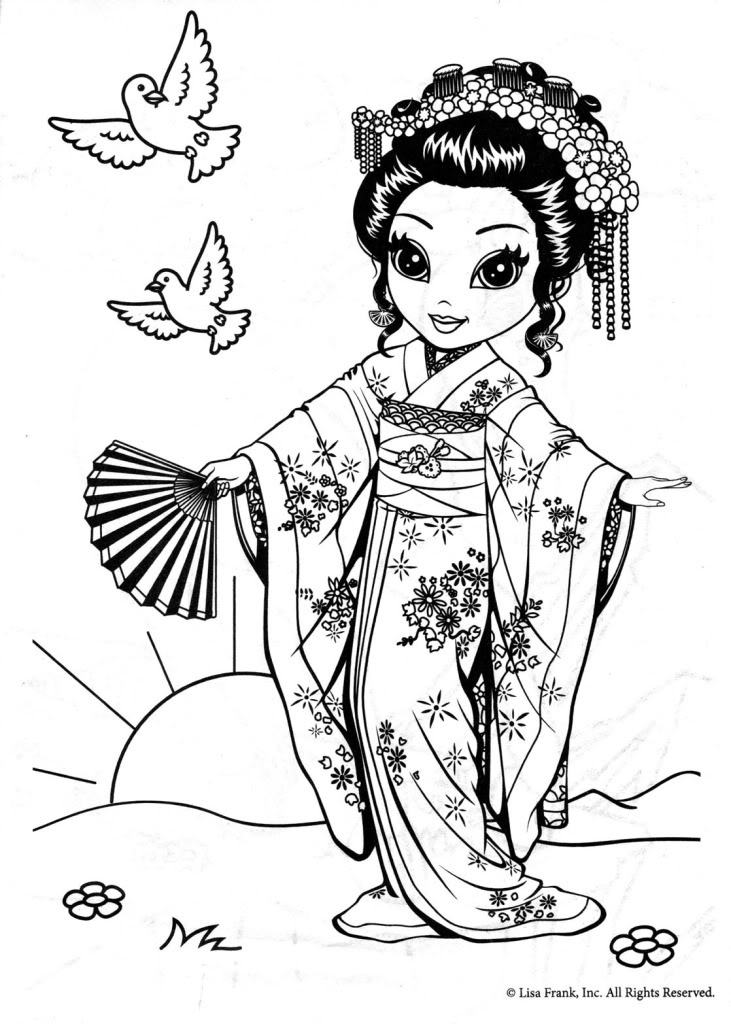 Printable Geisha Coloring Pages 731x1024 Printable Geisha Coloring Pages