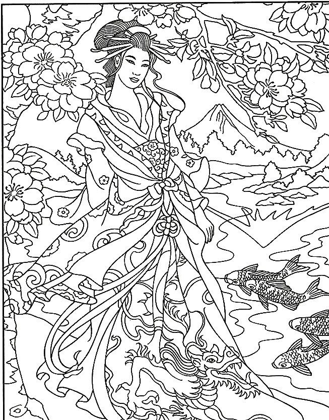 Beautiful Geisha Girl Coloring Page Coloriages 653x834 Beautiful Geisha Girl Coloring Page Coloriages