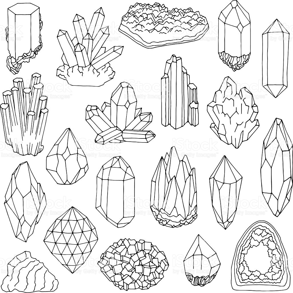 1024x1022 Stock Illustration 85093741 Set Of Blue Crystals Gem And Minerals