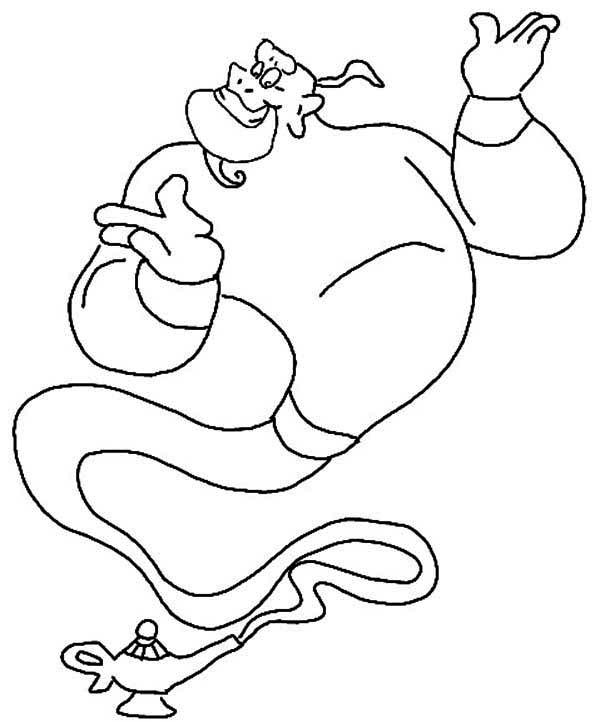 Genie, Aladdin's Realible Servant Coloring Page 600x722 Genie, Aladdin's Realible Servant Coloring Page