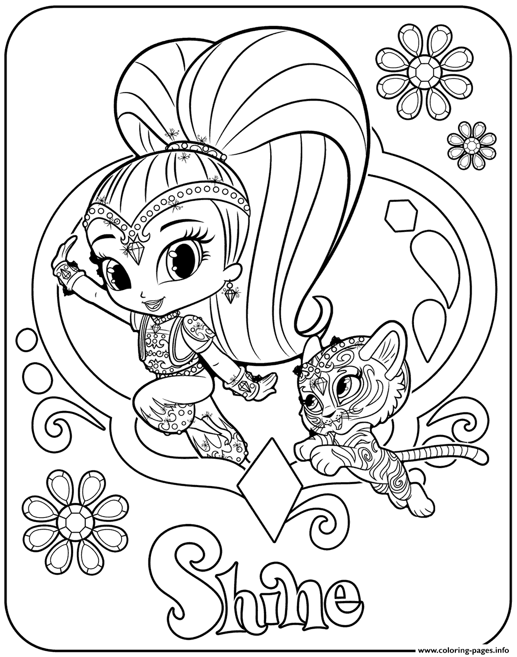 Sweet Genie Shine And Pet Tiger Coloring Pages Printable 1024x1300 Sweet Genie Shine And Pet Tiger Coloring Pages Printable
