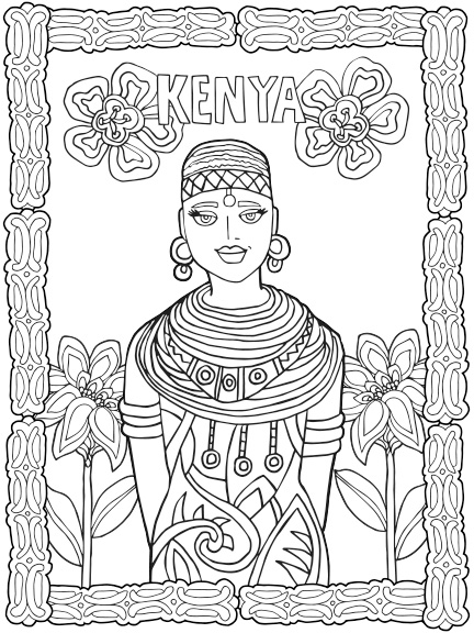 432x576 Kenya Coloring Pages Color The World Maasai Kenya Worksheets