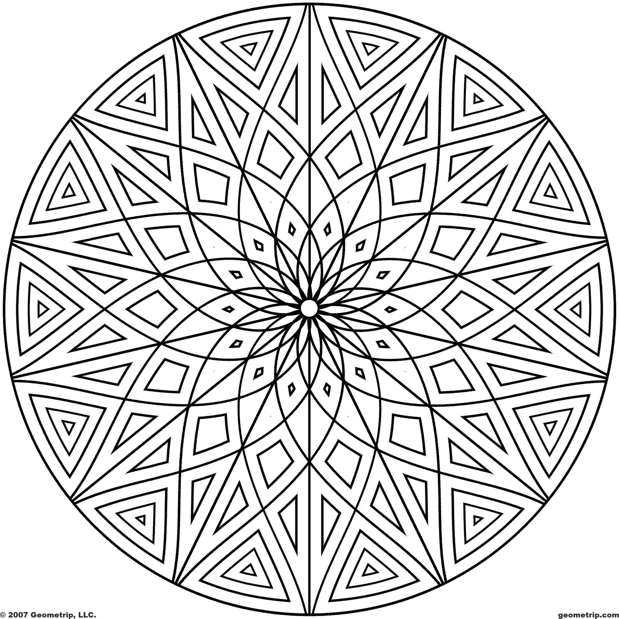 2100x2100 Circle Geometric Design Coloring Pages