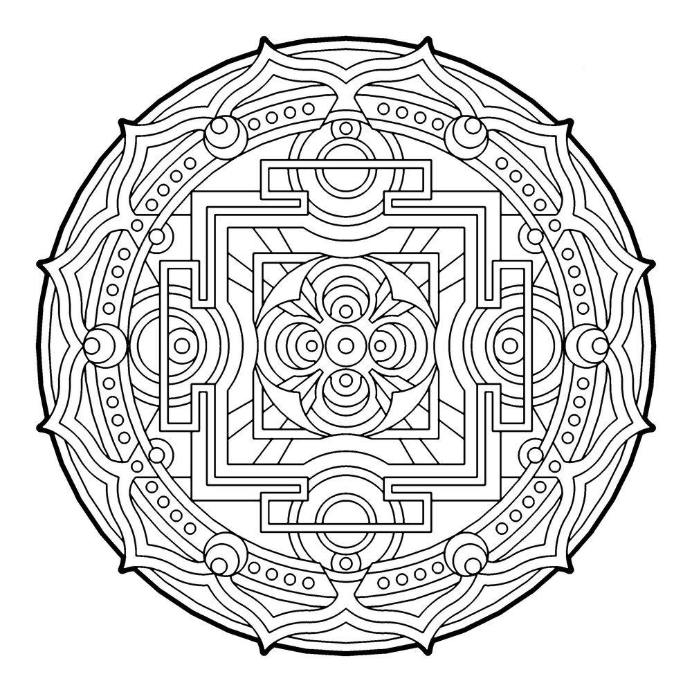 1000x1000 Geometry Coloring Pages The Color Book Page Art Therapy Geometric